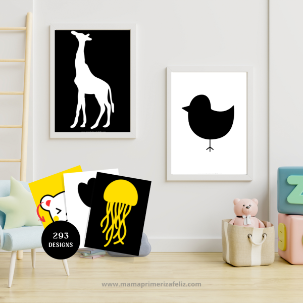 Black and white baby cards