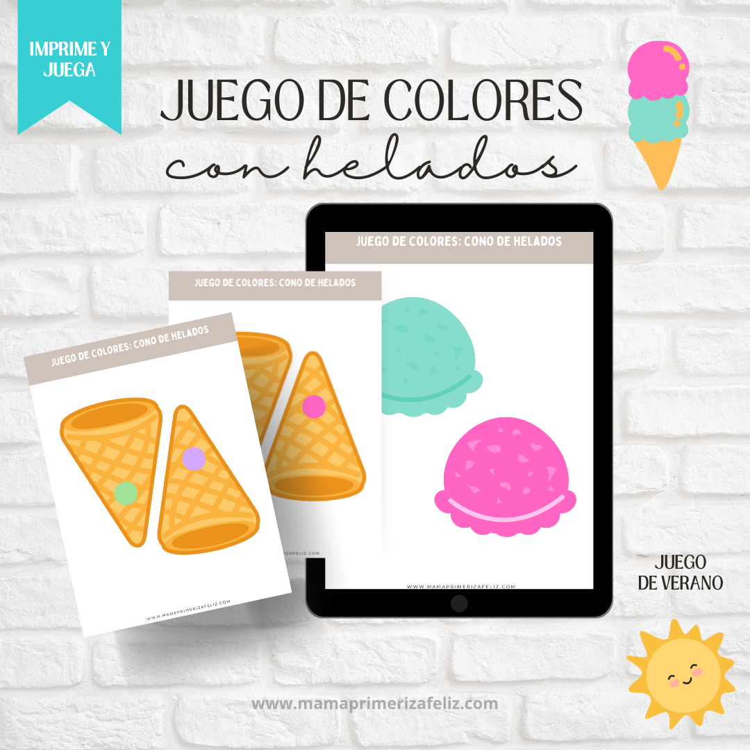 Juego de colores - Conos de helado - Mama Primeriza Feliz