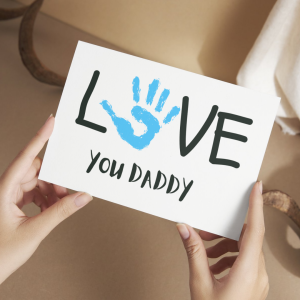 Imprimible del día del padre, plantilla para huellas de manos, regalo del día del padre, tarjeta de actividad preescolares para niños pequeños