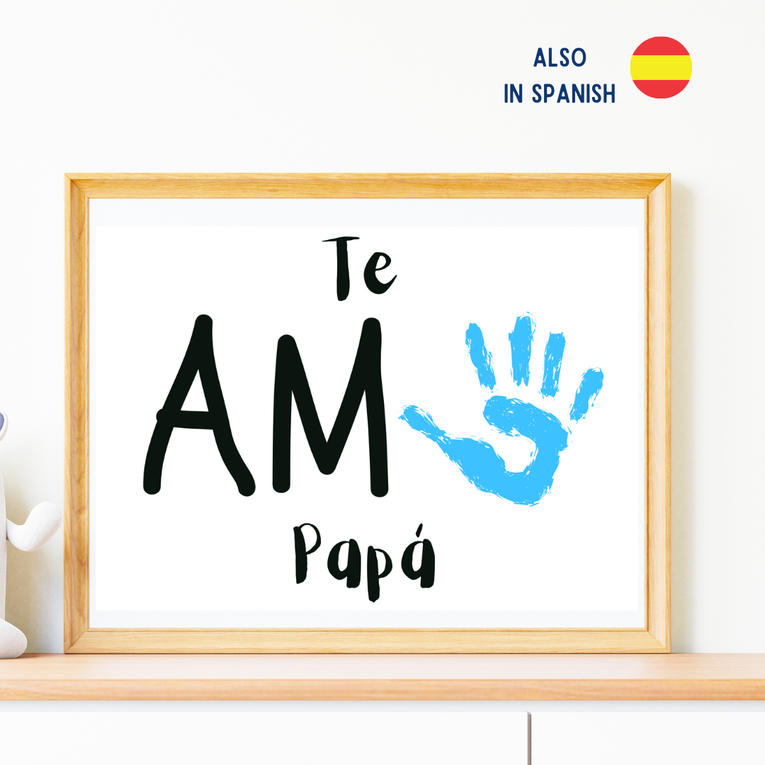 Imprimible del día del padre, plantilla para huellas de manos, regalo del día del padre, tarjeta de actividad preescolares para niños pequeños