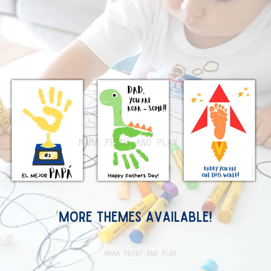 Imprimible del día del padre, plantilla para huellas de manos, regalo del día del padre, tarjeta de actividad preescolares para niños pequeños