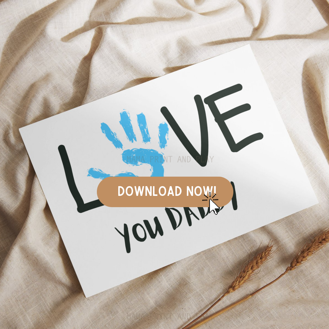 Imprimible del día del padre, plantilla para huellas de manos, regalo del día del padre, tarjeta de actividad preescolares para niños pequeños