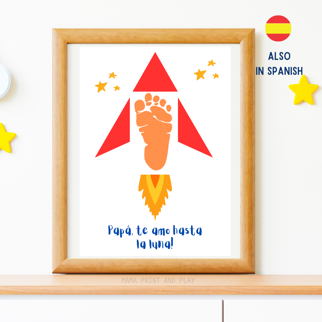 Imprimible del día del padre, manuelidad de huellas de manos, regalo del día del padre, tarjeta de actividad de huellas de manos preescolar