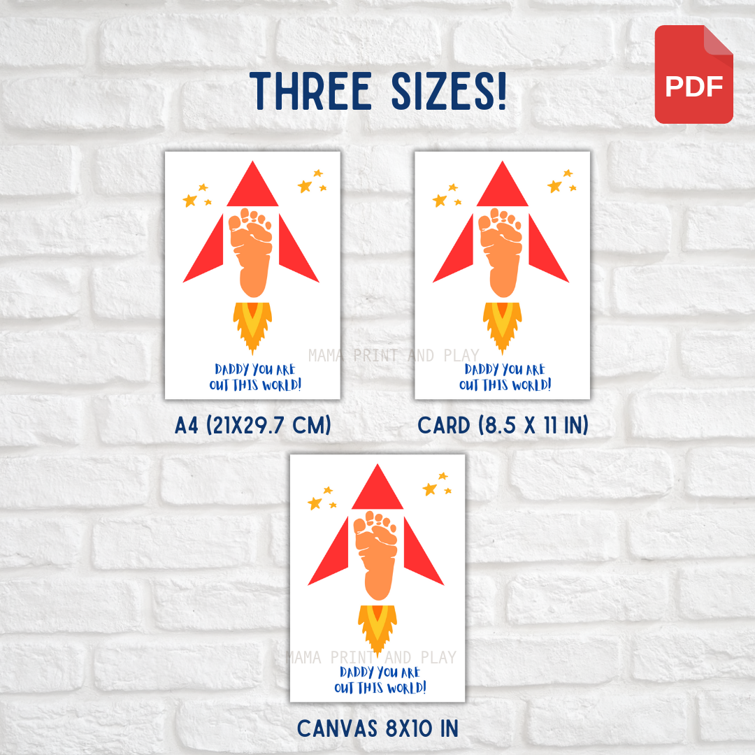 Imprimible del día del padre, manuelidad de huellas de manos, regalo del día del padre, tarjeta de actividad de huellas de manos preescolar