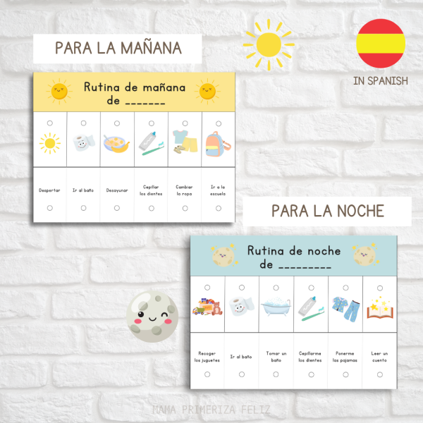 TABLA DE RUTINA DE DIA Y NOCHE IMPRIMIBLE