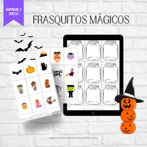 Frasquitos mágicos juego imprimible halloween