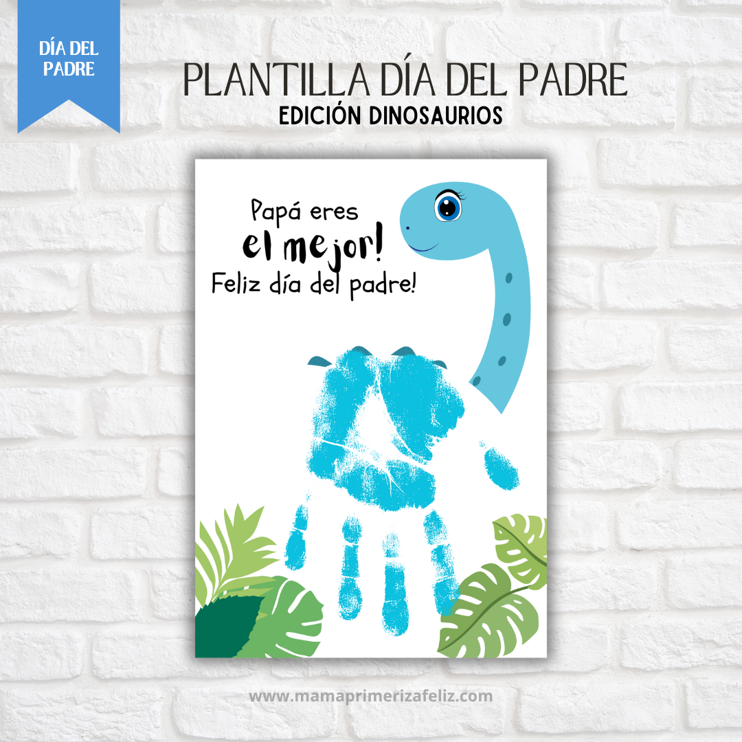 Plantilla huellas de mano dia del padre edición dino