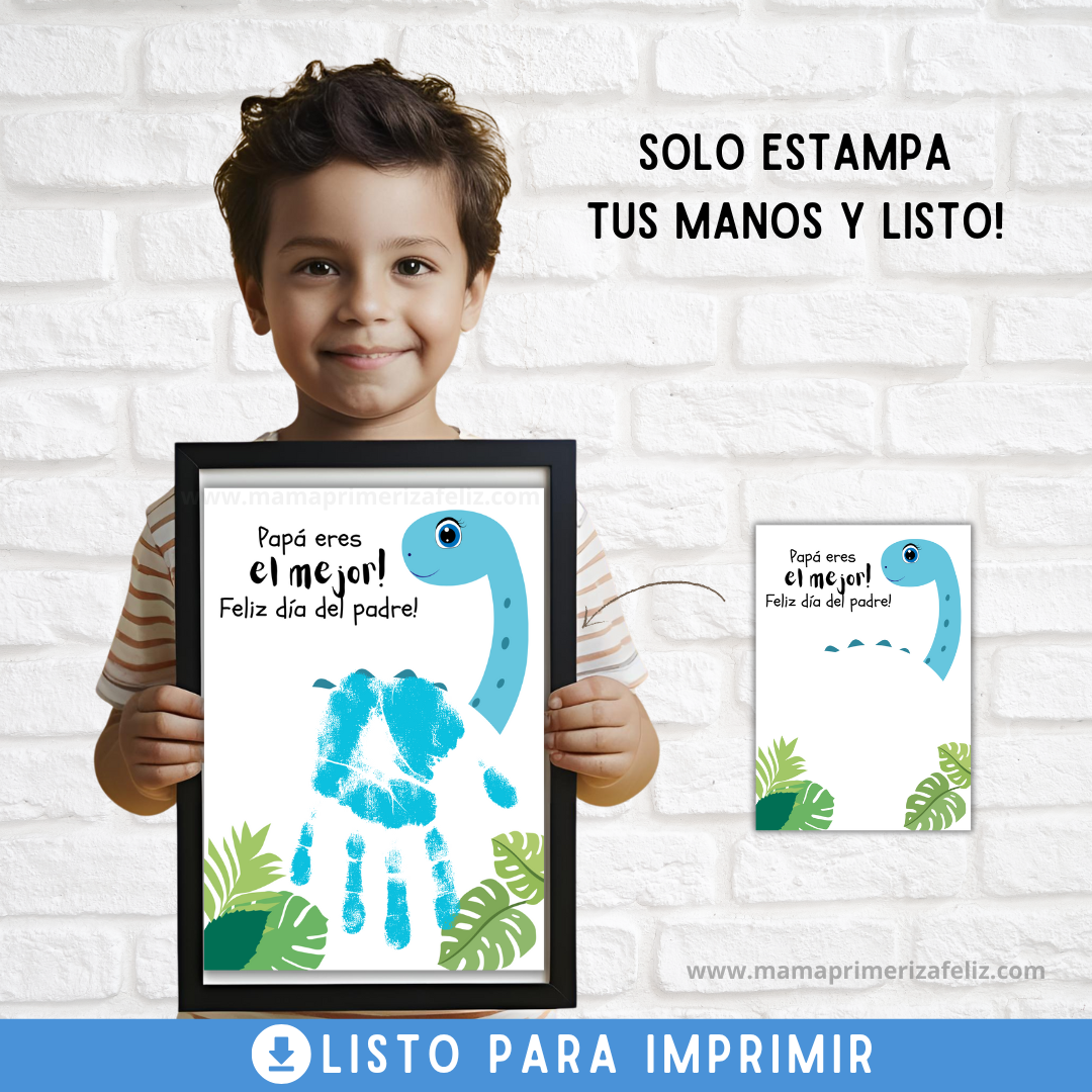 Plantilla huellas de mano dia del padre edición dino