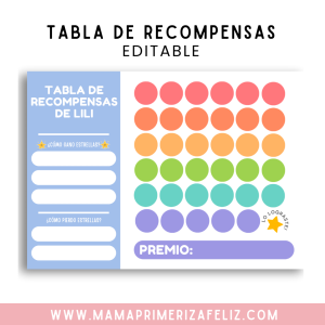Tabla de recompensas digital para niños