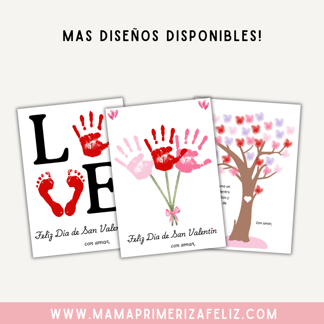 Plantilla de huellas de dedos San Valentín Mamaprimerizafeliz