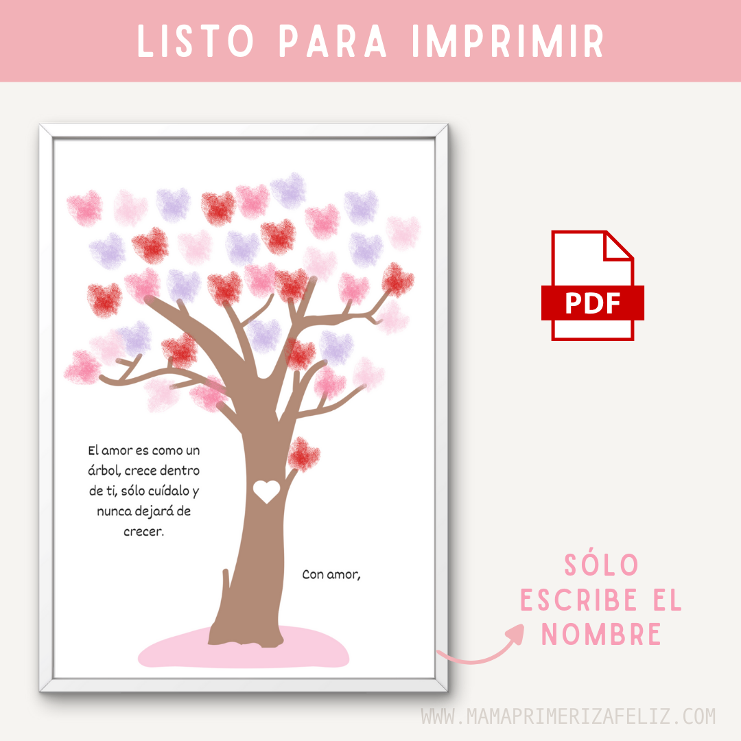 Plantilla de huellas de dedos San Valentín Mamaprimerizafeliz