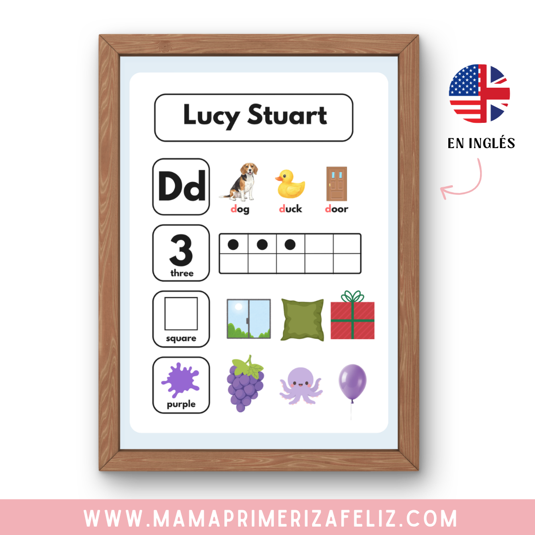 Poster de aprendizaje en ingles montessori imprimible