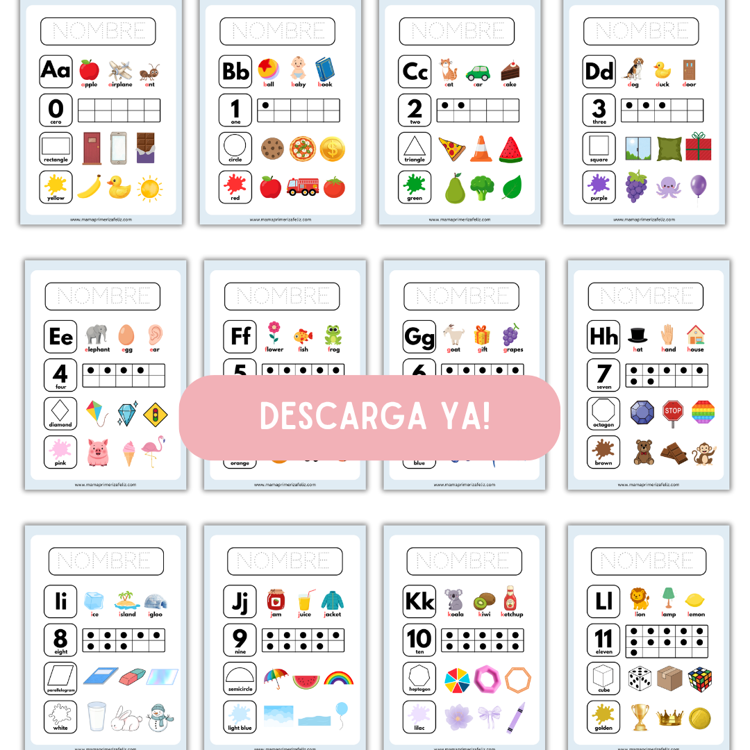 Poster de aprendizaje en ingles montessori imprimible